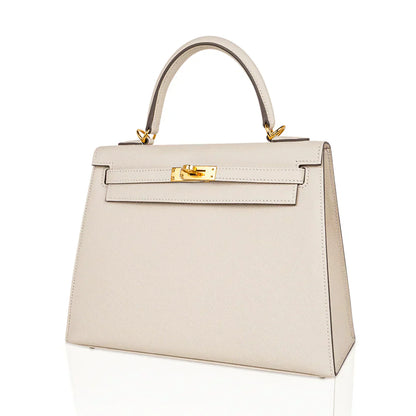 Kelly 25 Sellier Bag Craie Epsom Leather with Gold Hardware
