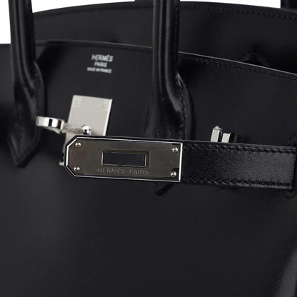 Birkin 30 Black Box Leather Bag Palladium Hardware