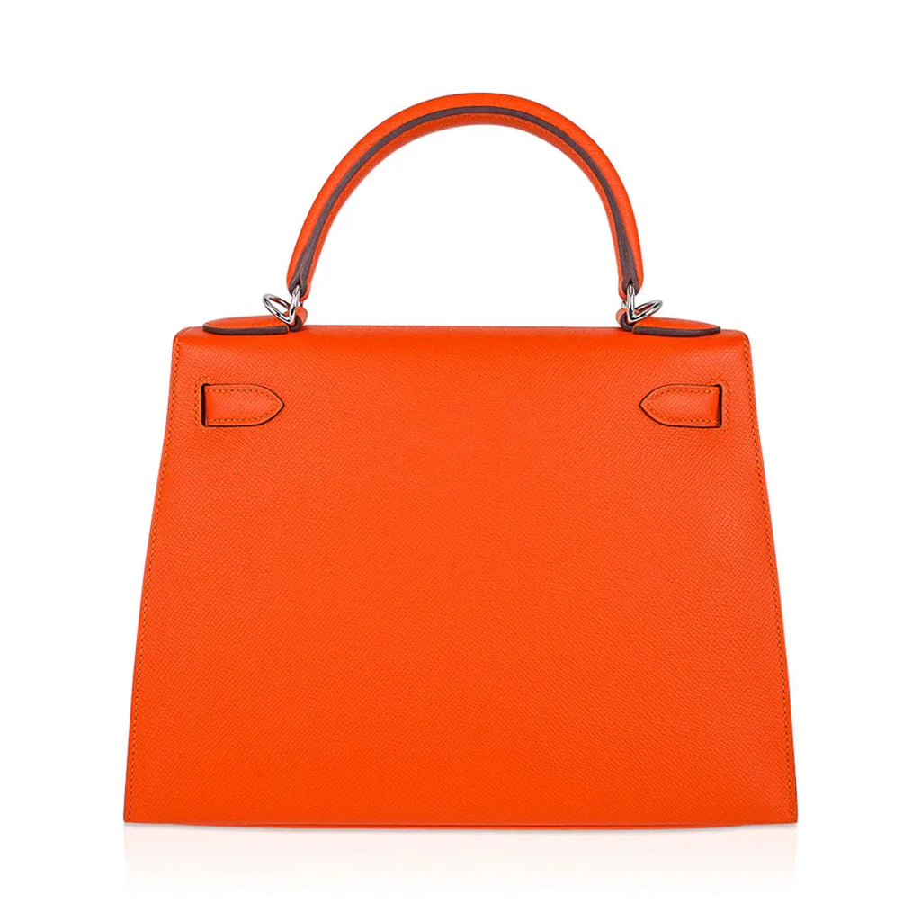 Kelly 28 Sellier Bag Feu Epsom Leather Palladium Hardware