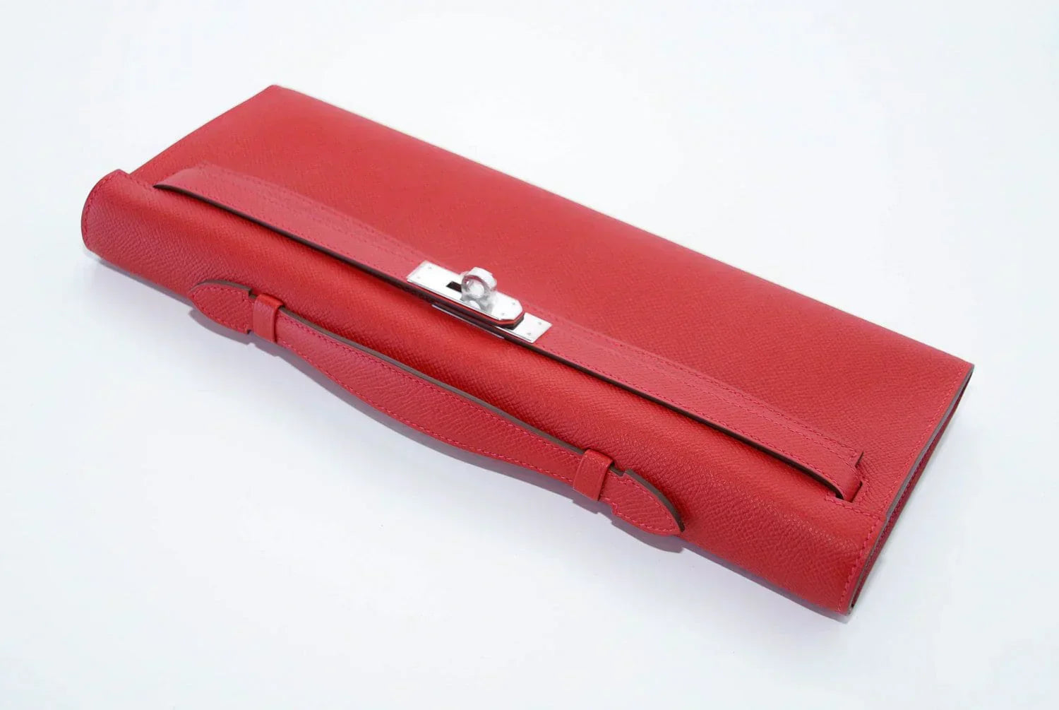 Kelly Cut Bag Clutch Rouge Casaque Epsom Palladium