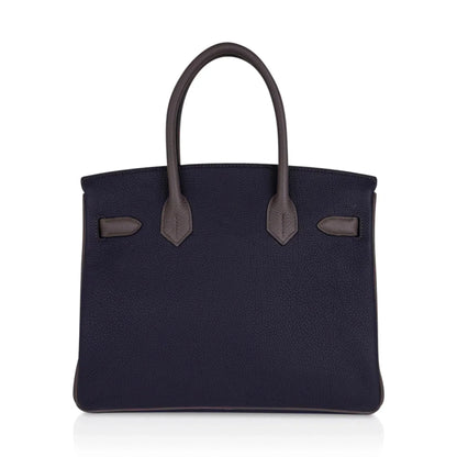 Special Order HSS Birkin 30 Bag Blue Nuit & Etain Togo Leather with Brushed Palladium Hardware