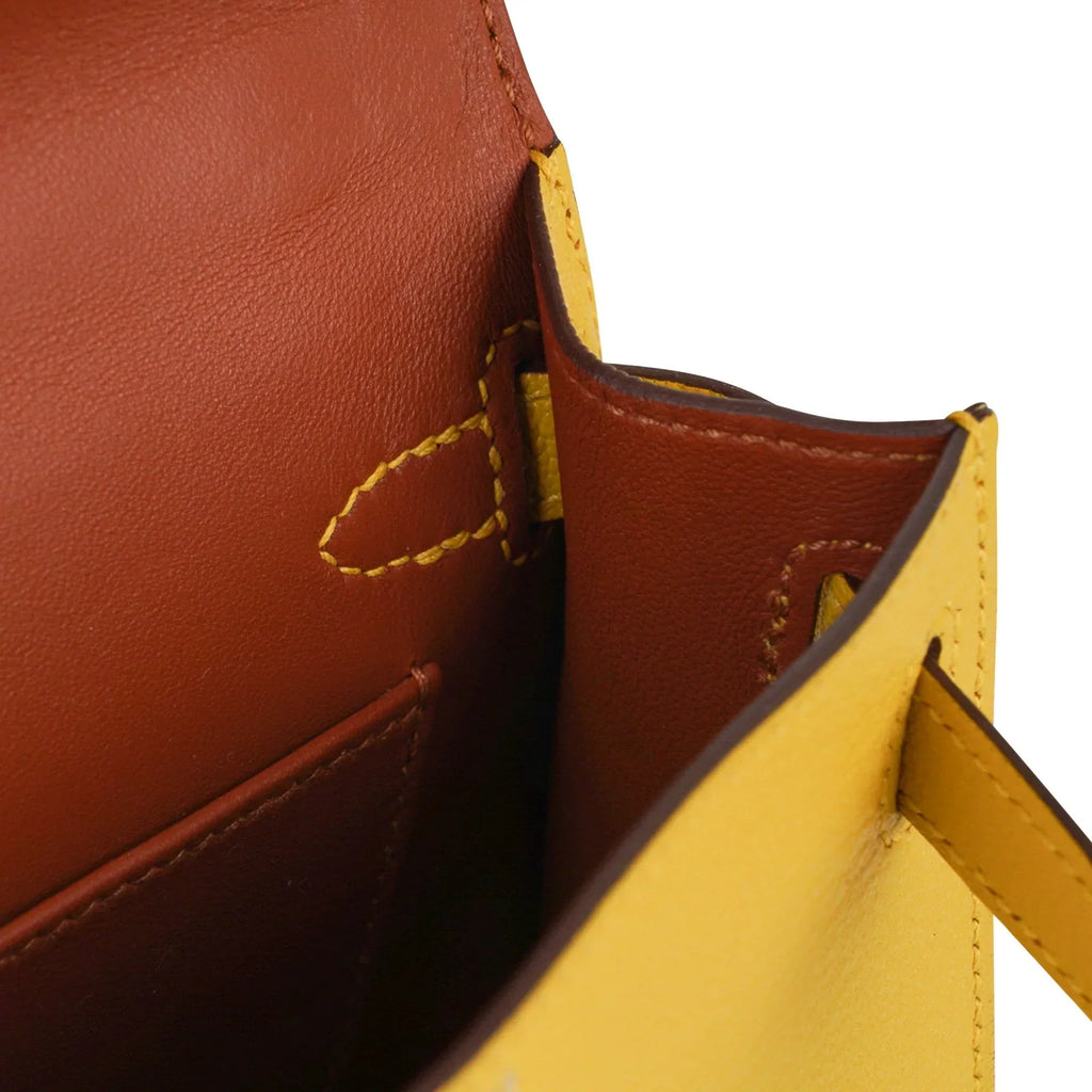 Verso Mini Kelly 20 Bag Sellier Jaune de Naples & Gold Chevre Leather with Palladium Hardware