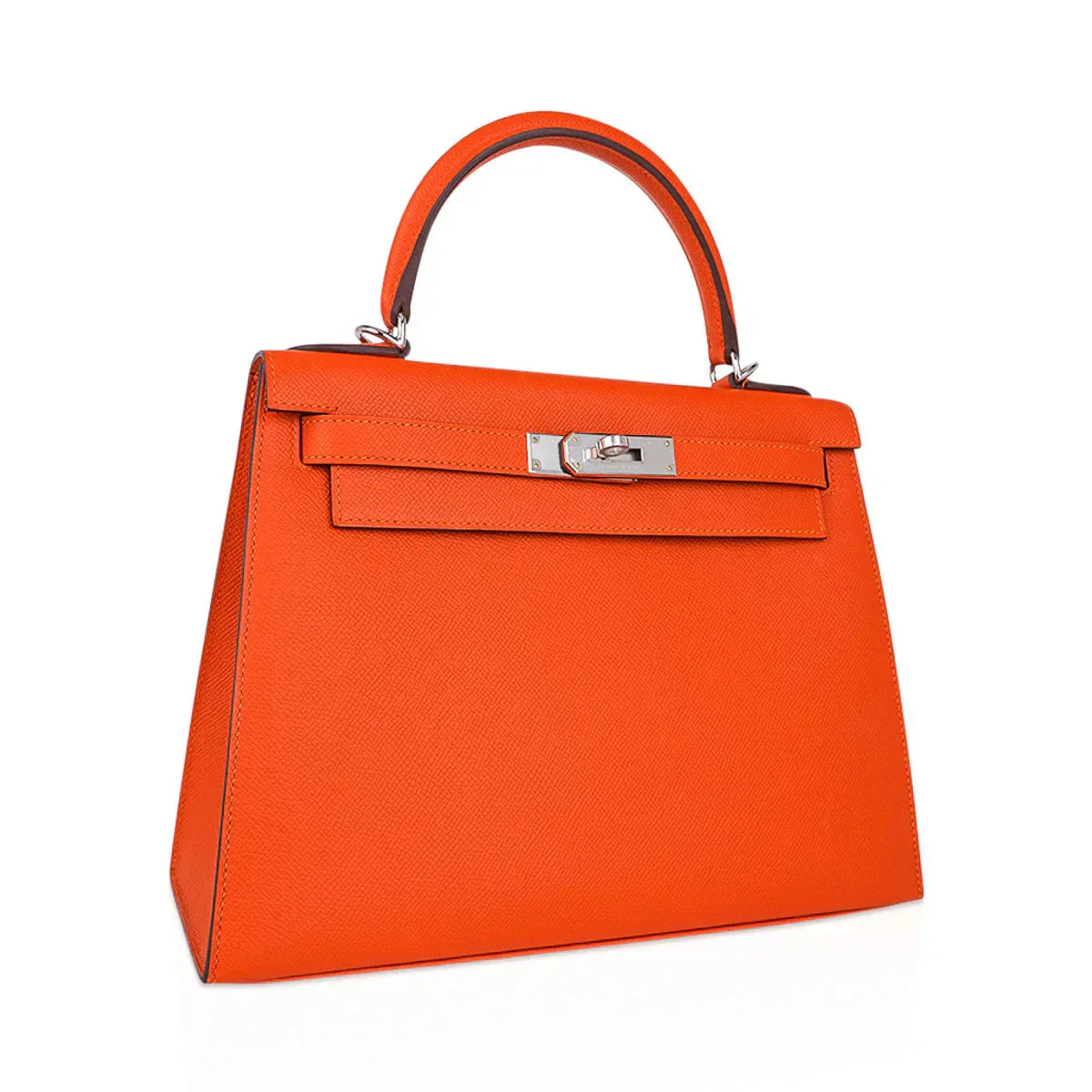 Kelly 28 Sellier Bag Feu Epsom Leather Palladium Hardware