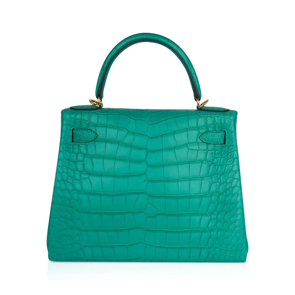 Kelly 28 Bag Vert Jade Matte Alligator Gold Hardware