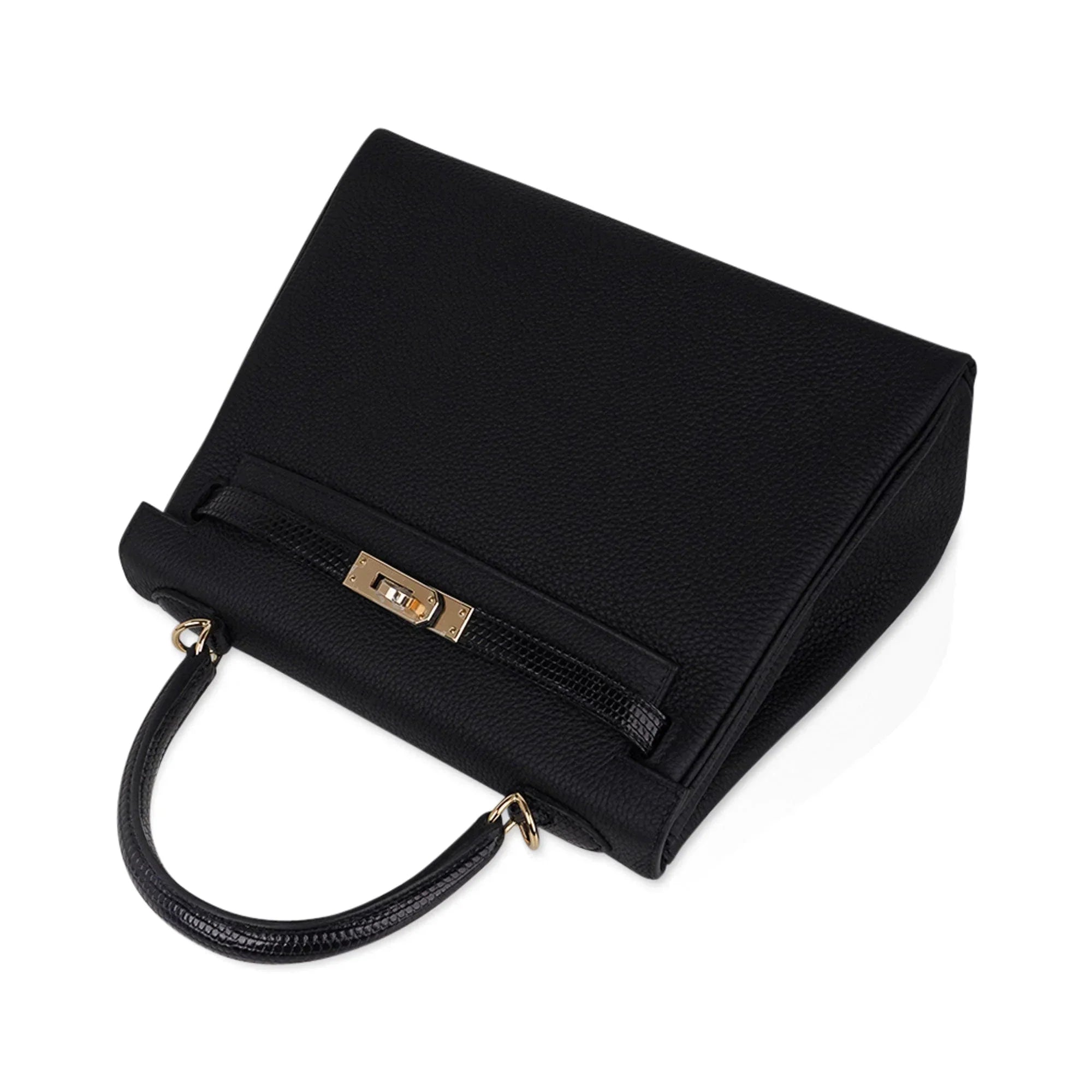 Kelly Touch 25 Retourne Bag Black Lizard / Togo Permabrass Hardware