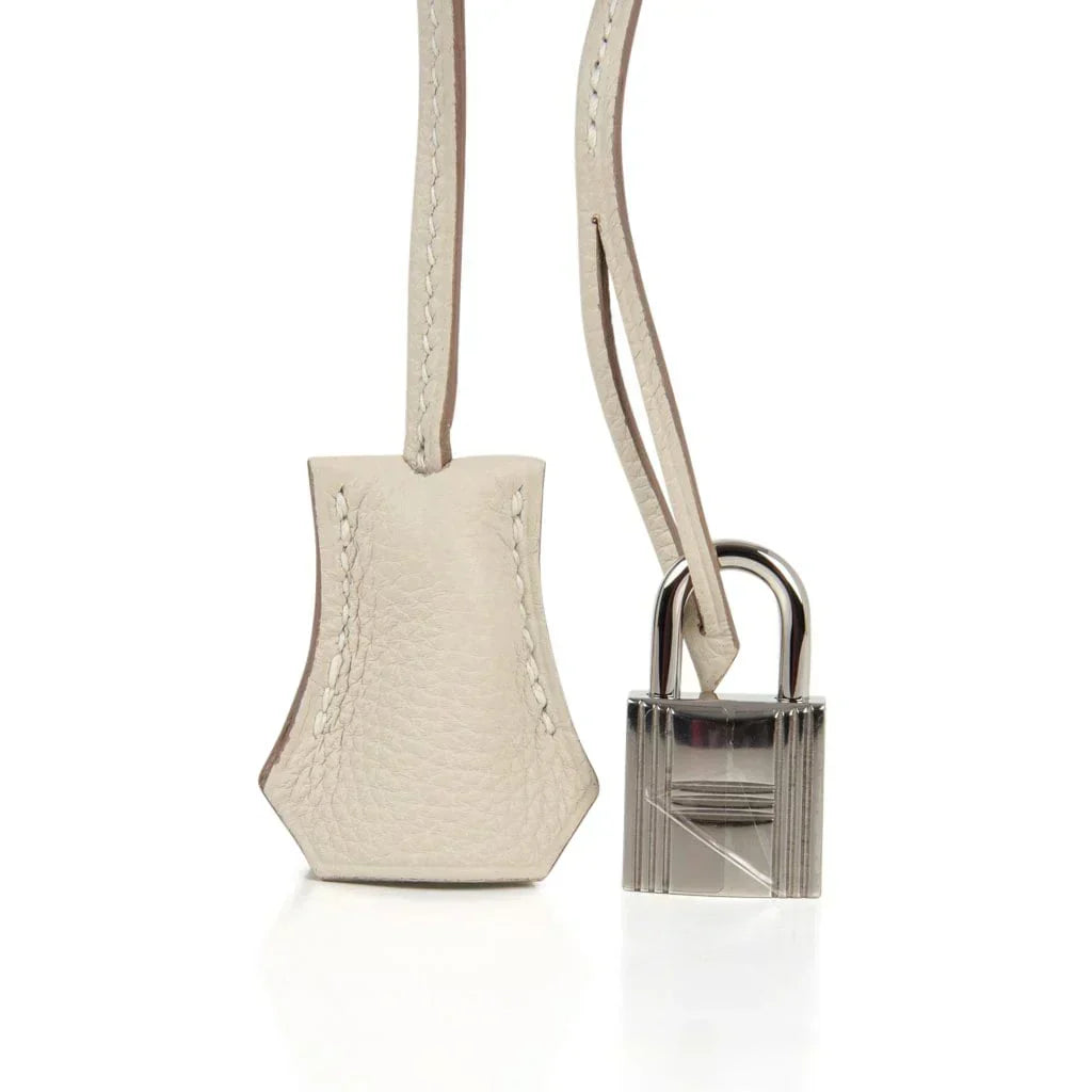 Limited Edition Kelly 32 Retourne Bag Au Galop Craie Togo Leather with Palladium Hardware