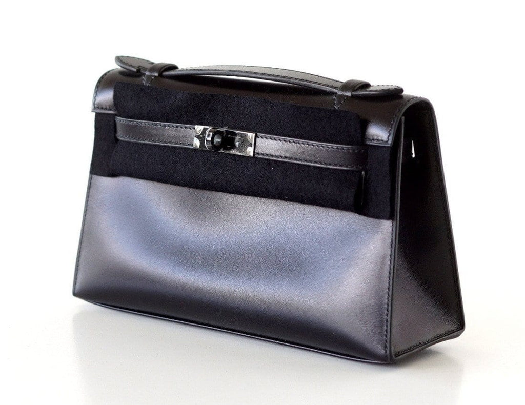 Kelly Pochette Clutch Bag Limited Edition So Black Box Leather Very Rare