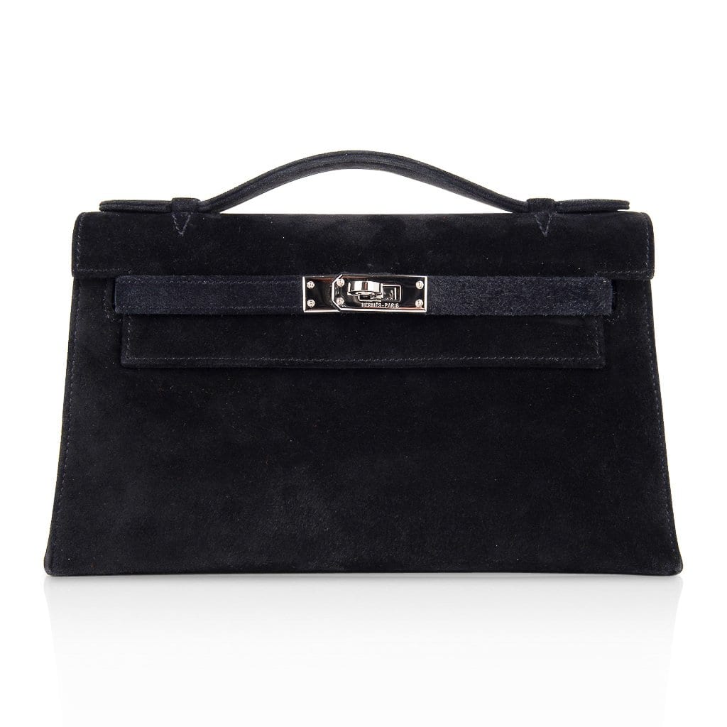 Kelly Pochette Black Doblis Suede Palladium