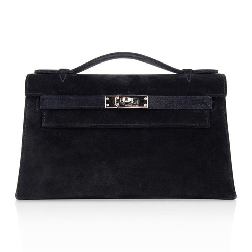 Kelly Pochette Black Doblis Suede Palladium