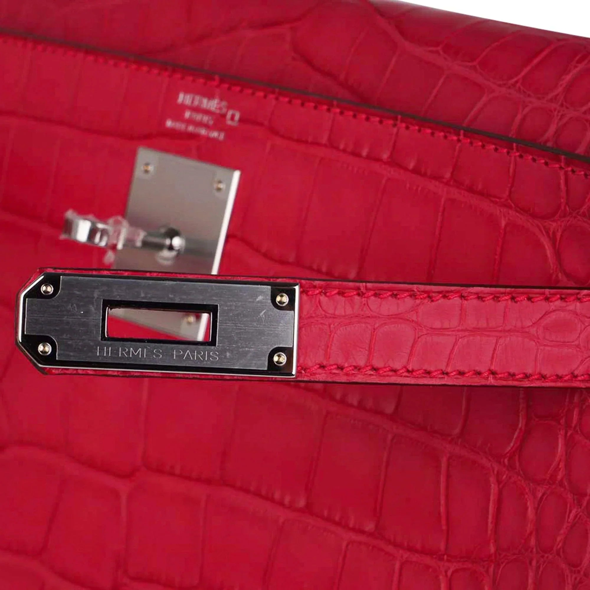 Kelly 28 Bag Rose Extreme Matte Alligator with Palladium Hardware