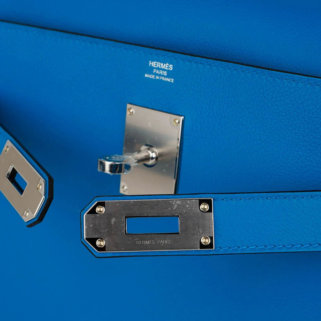 Kelly Messenger PM Blue Zanzibar Evercolor Leather with Palladium Hardware