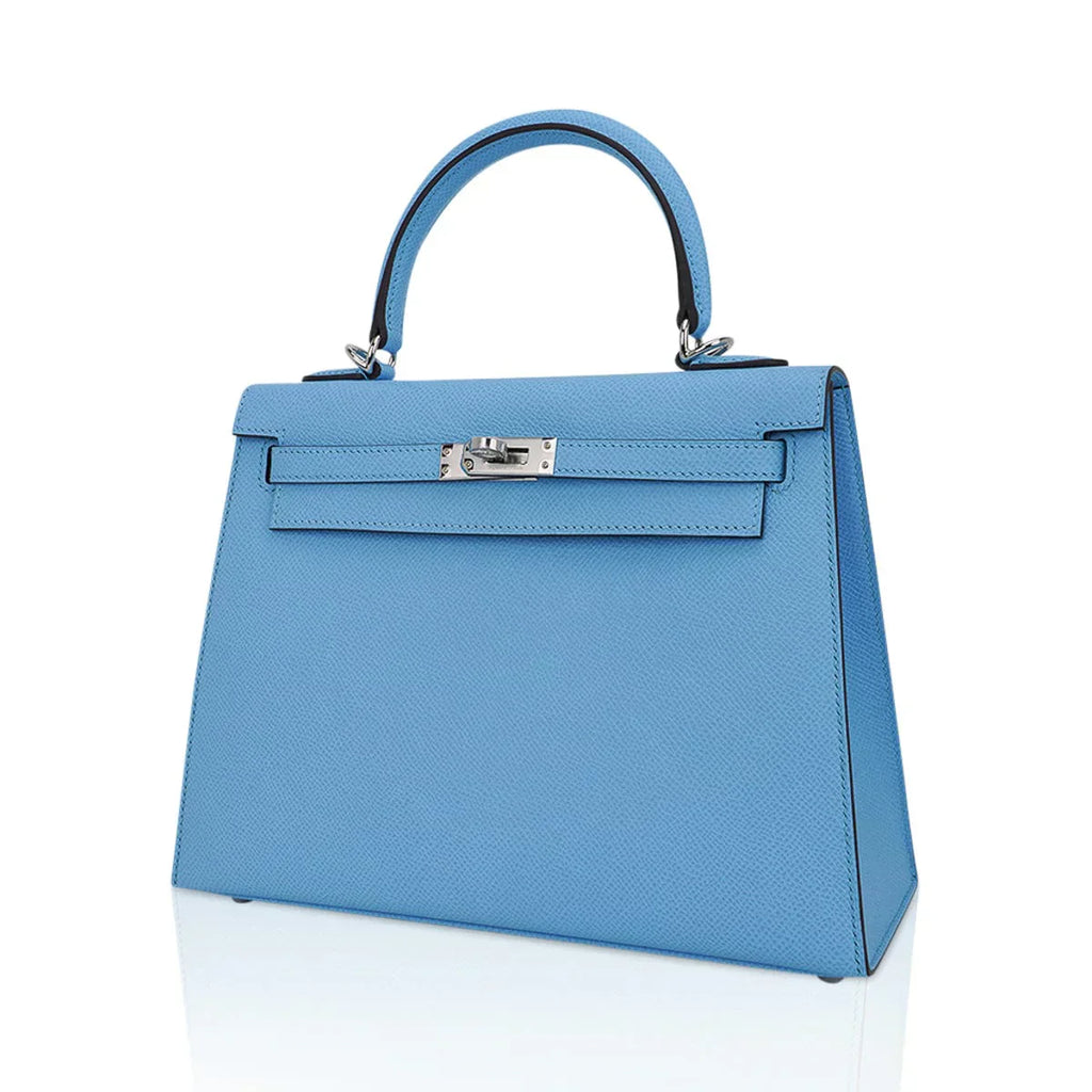 Kelly Sellier 25 Bag Blue Celeste Palladium Epsom Leather