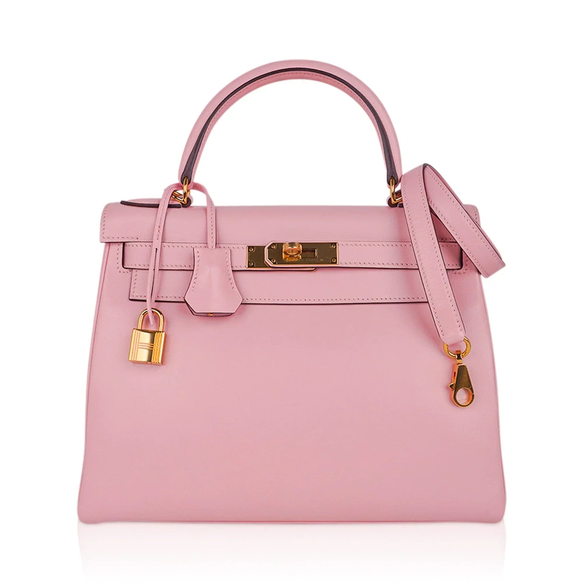 Kelly 28 Bag Rose Sakura Gold Hardware Swift Leather