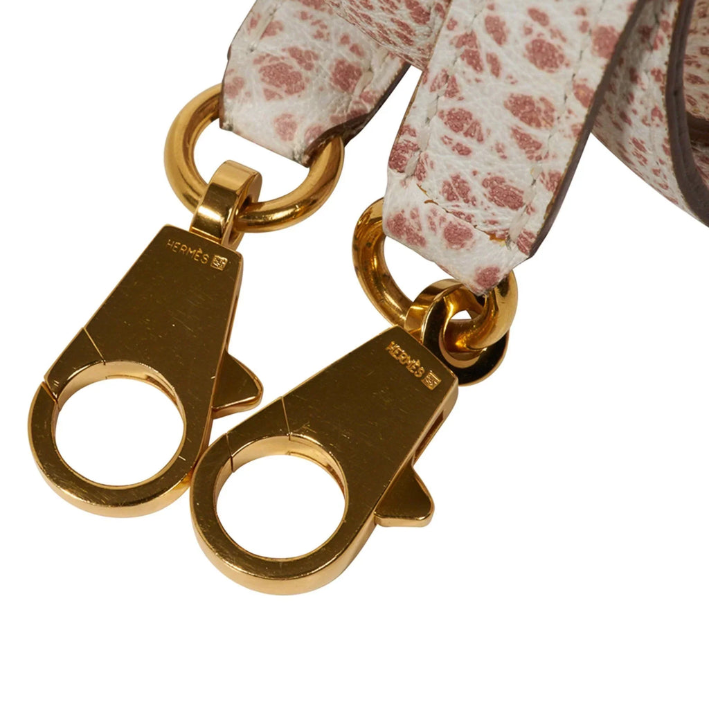 Kelly 28 Pink Dalmation Buffalo Skipper Leather Bag Gold Hardware