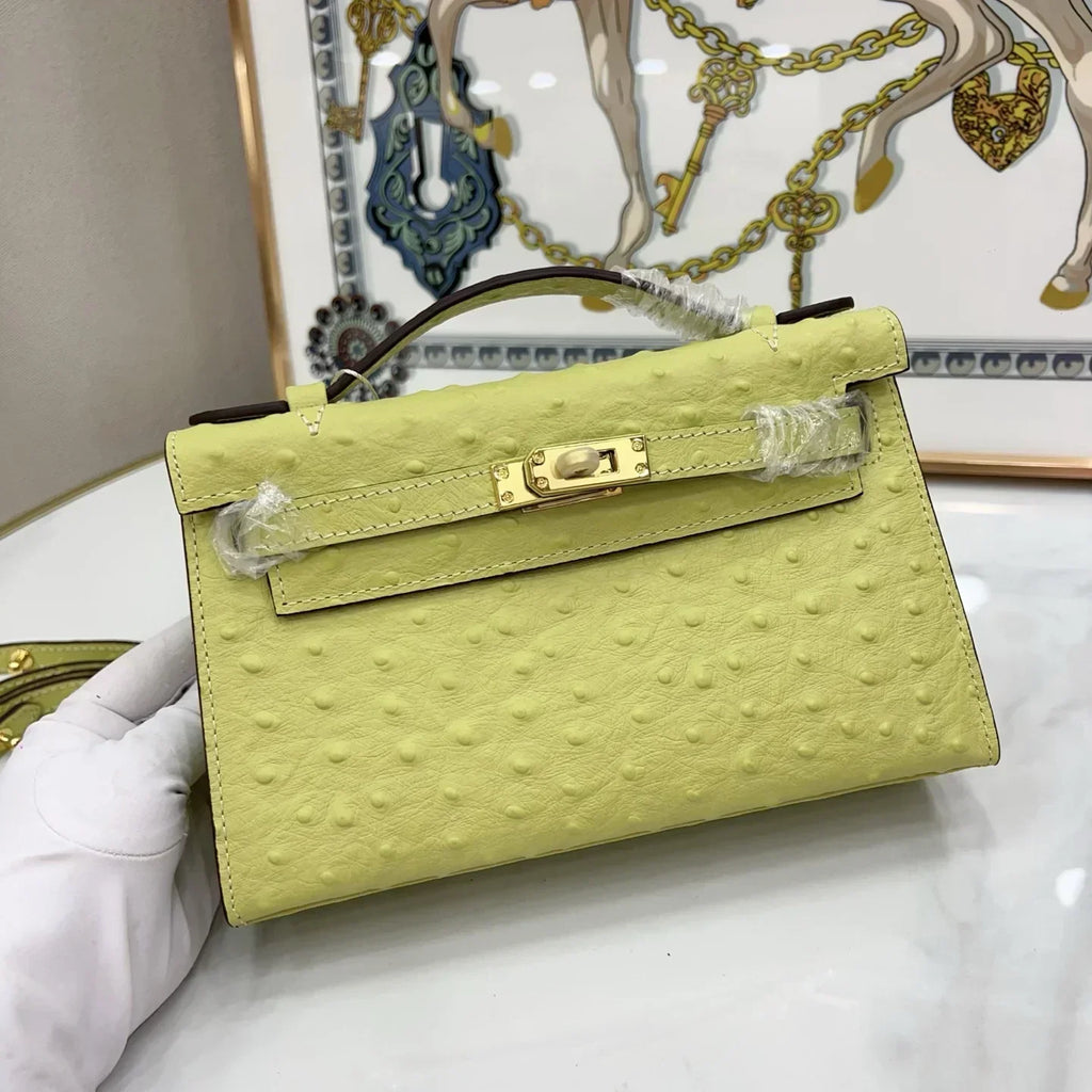 Jaune Bourgeon Ostrich Kelly Danse II Palladium Hardware