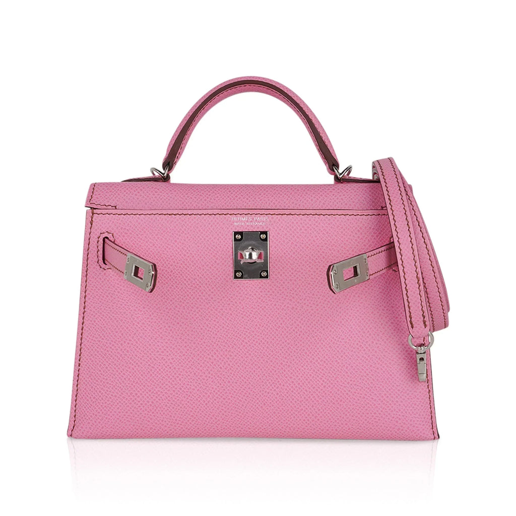 Mini Kelly 20 Sellier Bag in 5P Pink Bubblegum Epsom Leather with Palladium Hardware