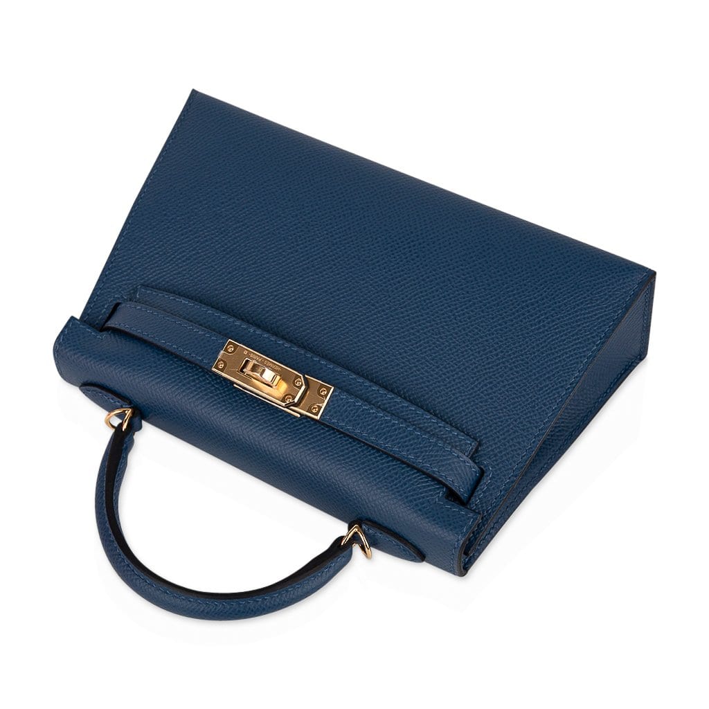 Kelly 20 Mini Sellier Bag Deep Blue Epsom Leather Gold Hardware