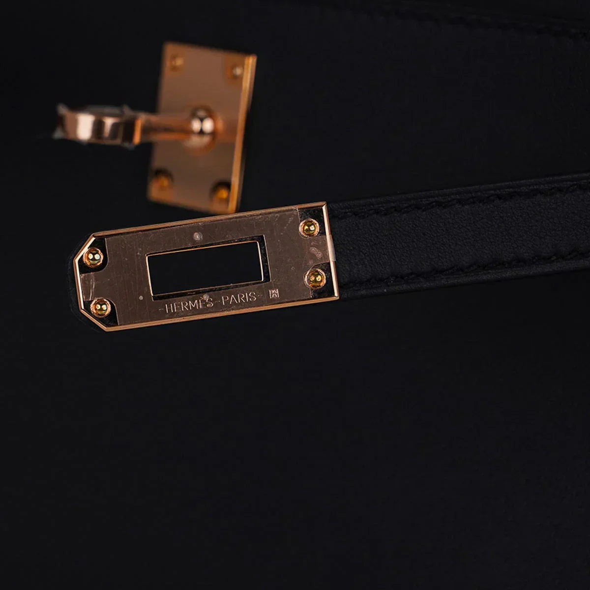 Kelly Pochette Bag Black Rose Gold Hardware Clutch