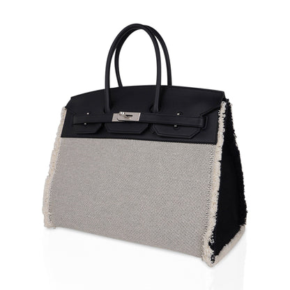 Birkin Fray Fray 35 Bag Black Swift Leather / Toile Limited Edition