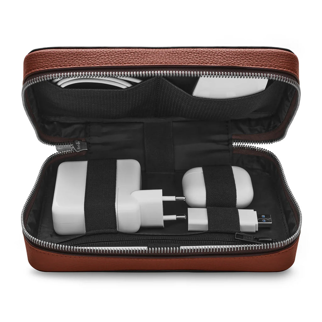 Premium Leather Tech Accessory Organizer Case