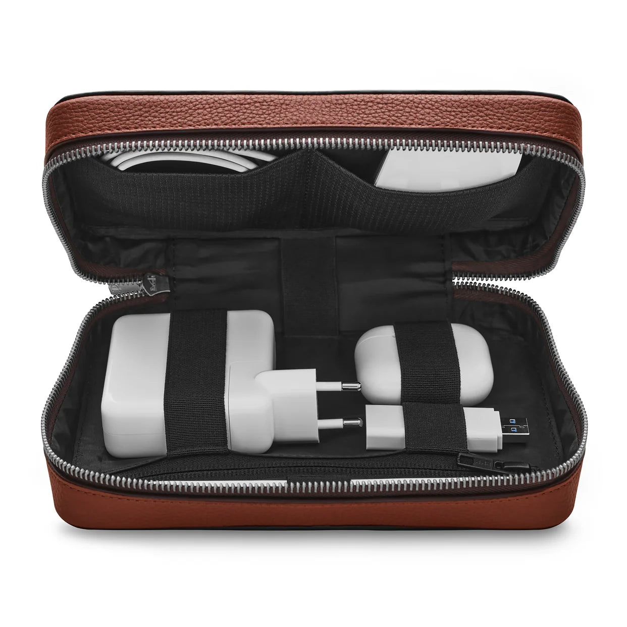 Premium Leather Tech Accessory Organizer Case