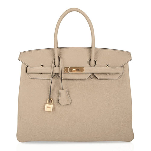 Birkin 35 HSS Bi-Color Bag Trench / Rose Jaipur Brushed Gold Hardware