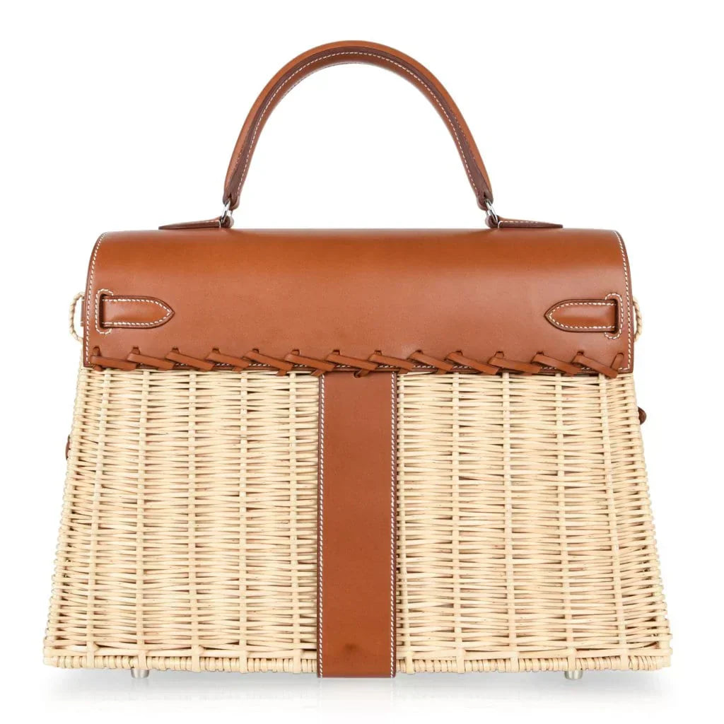Kelly 35 Bag Picnic Wicker / Osier Palladium Hardware Limited Edition