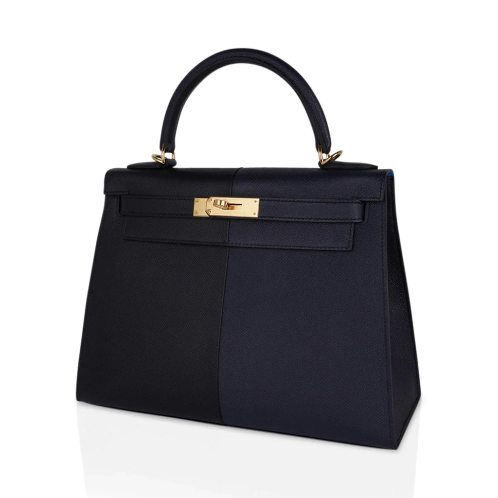 Kelly Casaque 28 Bag Black / Bleu Indigo Sellier Limited Edition