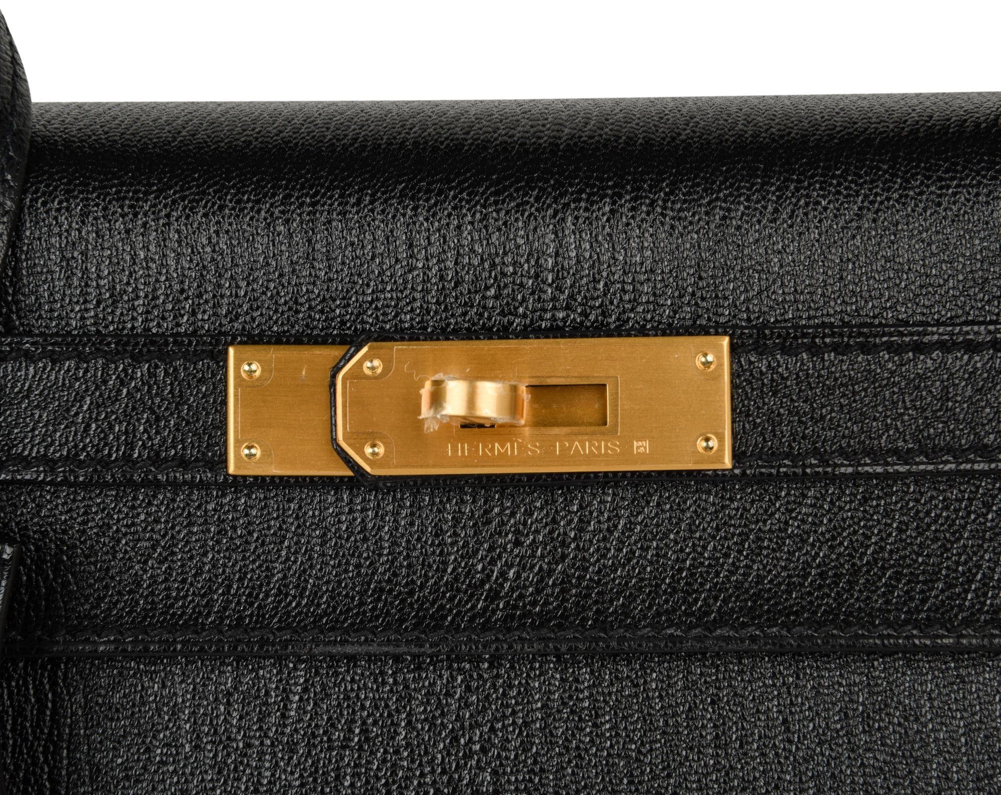 Kelly HSS 28 Bag Sellier Black Chevre Vermillion Interior Brushed Gold
