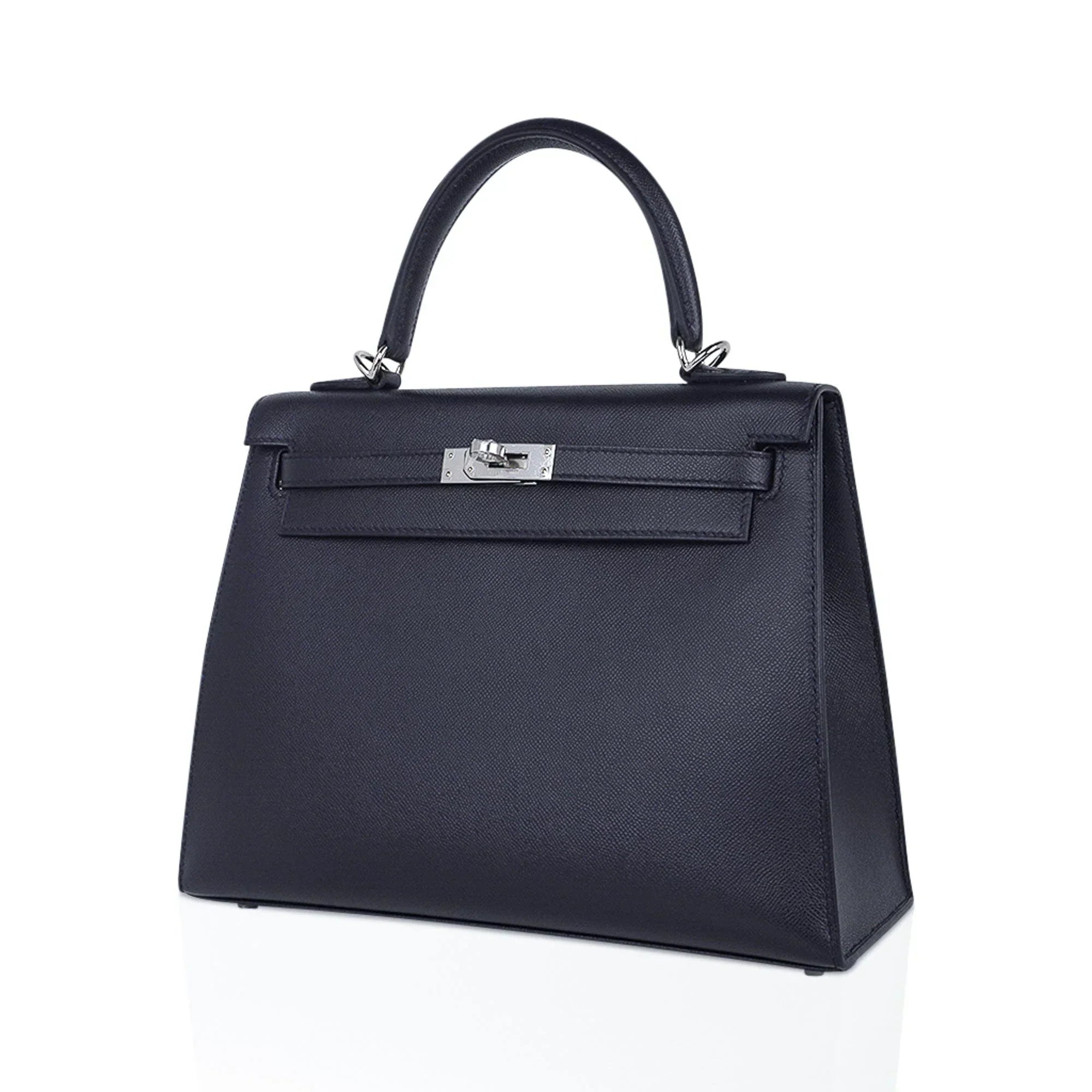 Verso Kelly Sellier 25 Bag Bleu de Minuit & Etrusque Veau Madame Leather with Palladium Hardware