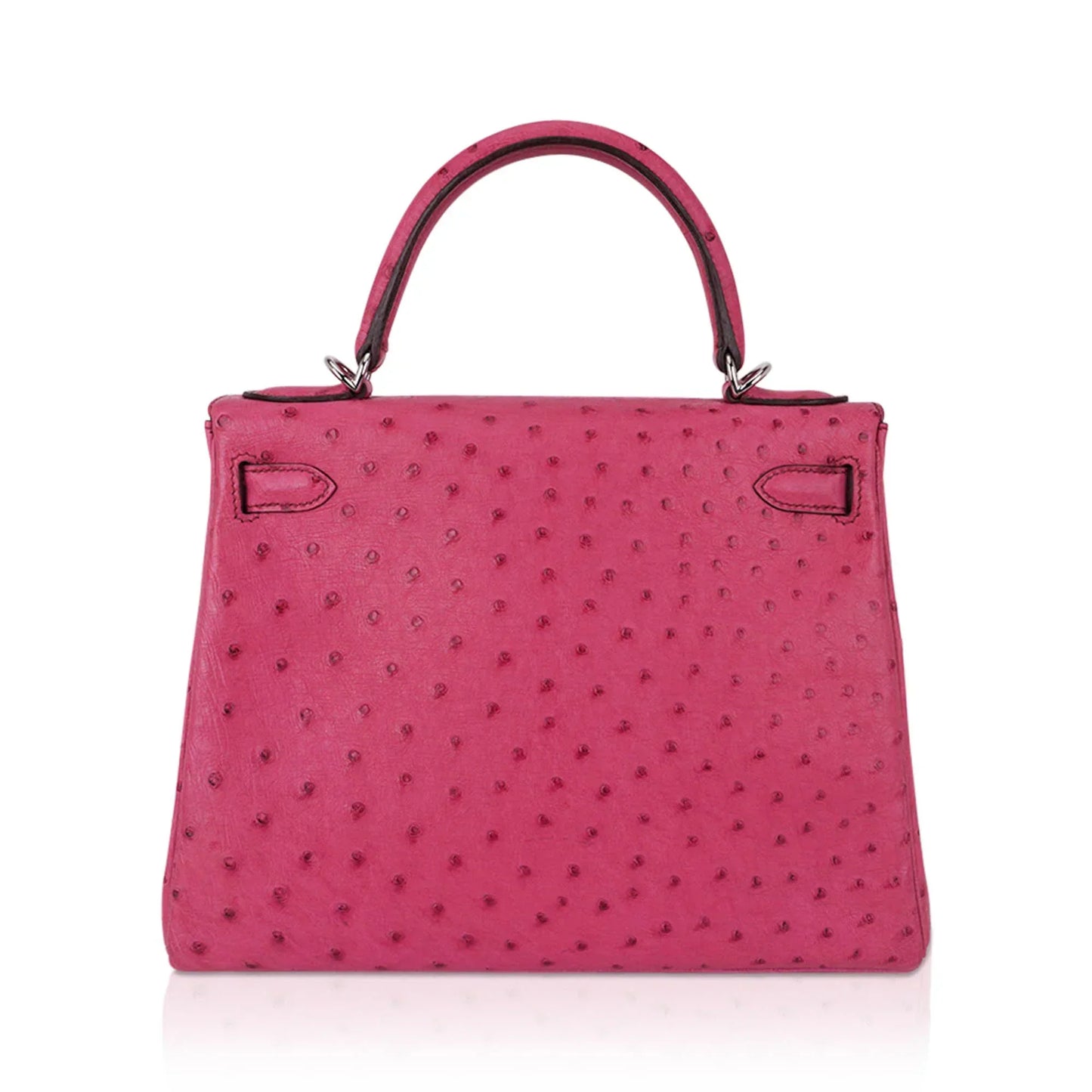 Kelly 25 Retourne Bag Fuchsia Ostrich with Palladium Hardware