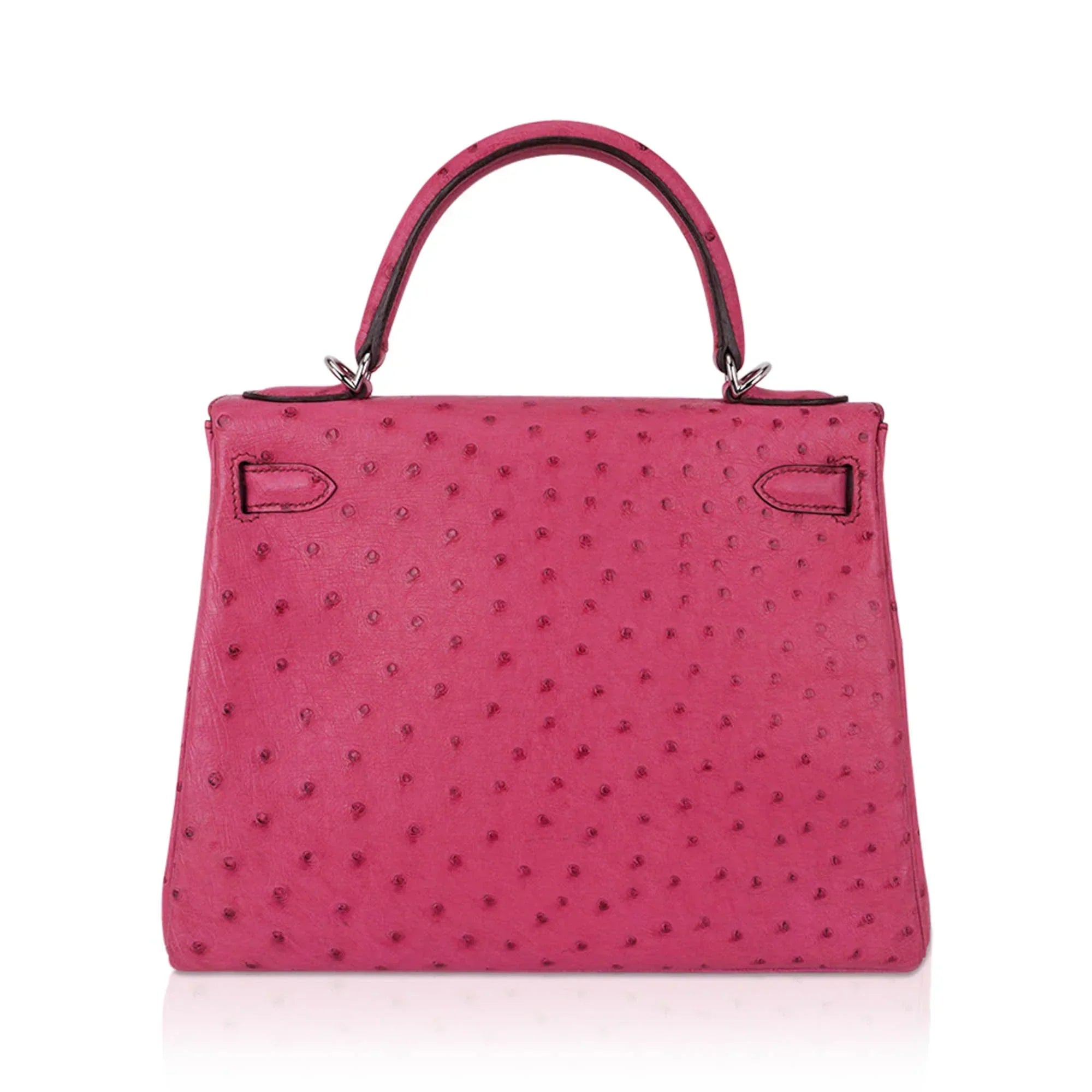 Kelly 25 Retourne Bag Fuchsia Ostrich with Palladium Hardware