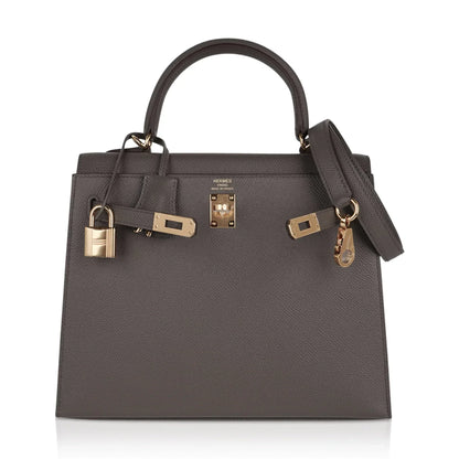 Kelly Sellier 25 Bag Etain Gold Hardware Epsom Leather New