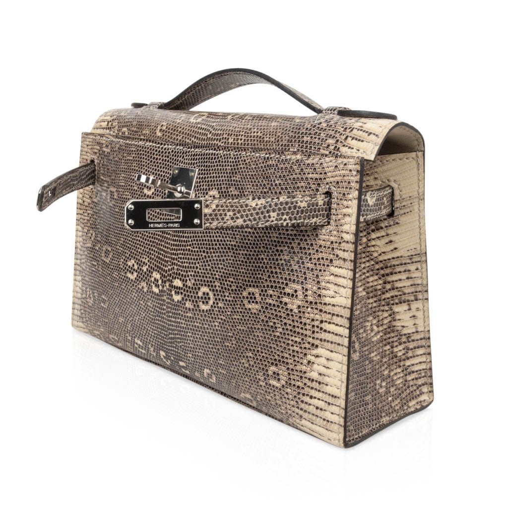 Kelly Pochette Bag Ombre Lizard Clutch Palladium Hardware Very Rare