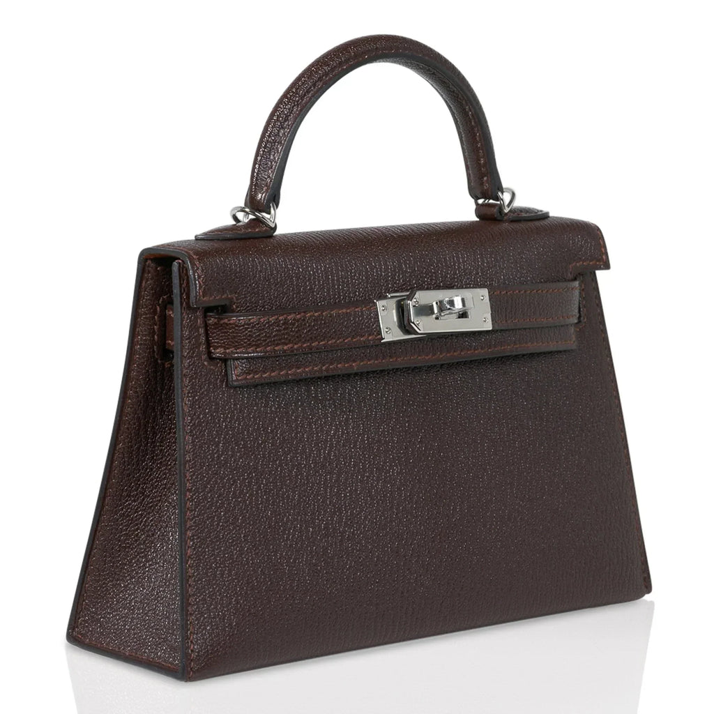 Kelly 20 Bi-Color Mini Sellier Bag Havane / Etrusque Chevre Palladium