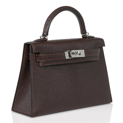 Kelly 20 Bi-Color Mini Sellier Bag Havane / Etrusque Chevre Palladium