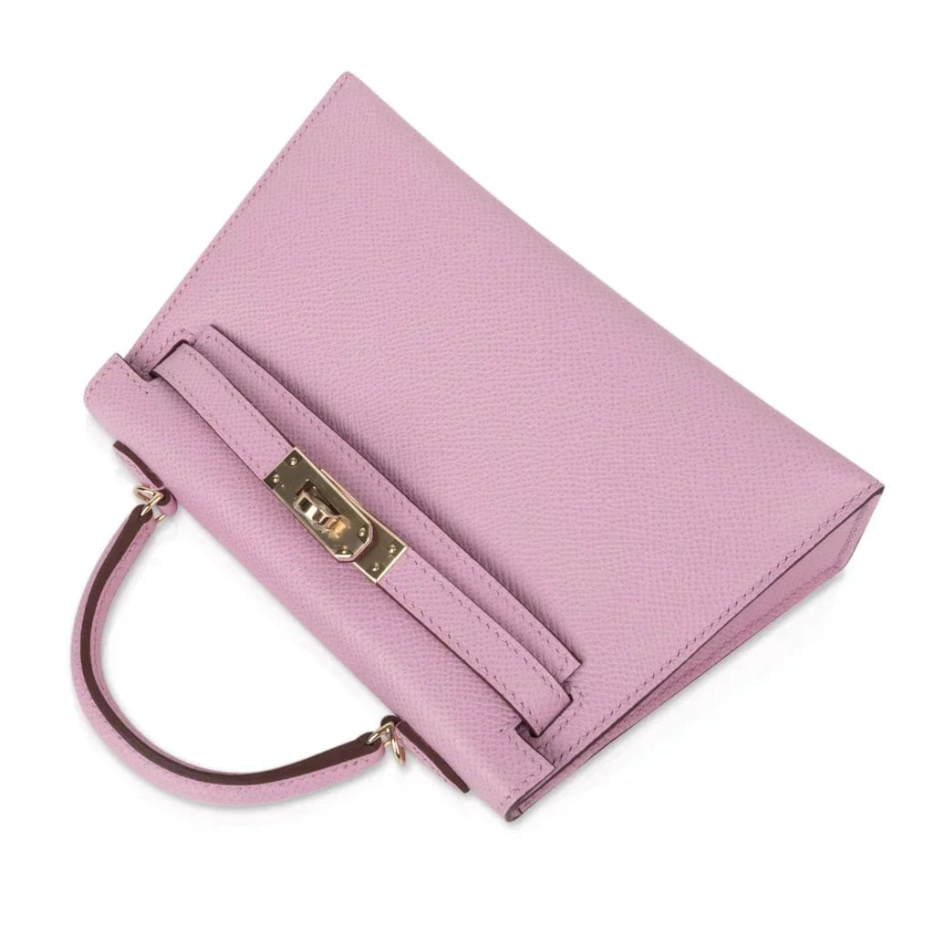 Kelly 20 Mini Sellier Bag Mauve Sylvestre Epsom Permabrass Hardware