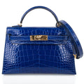 Kelly 20 Mini Sellier Bag Blue Electric Alligator Gold Hardware Limited