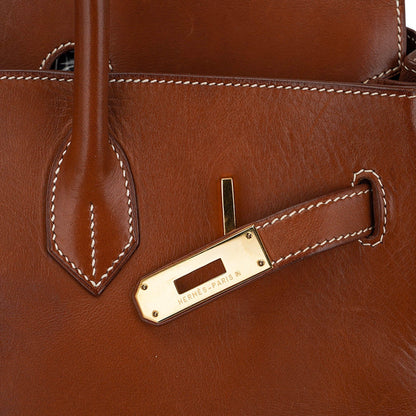 Vintage Limited Edition Birkin 35 Bag Fauve Barenia Leather with Gold Hardware