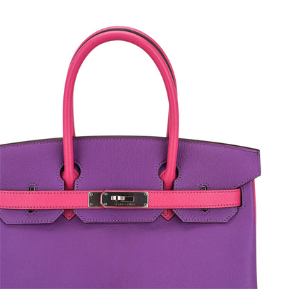 Special Order HSS Birkin 30 Bag Parme and Rose Shocking Chevre Leather with Palladium Hardware