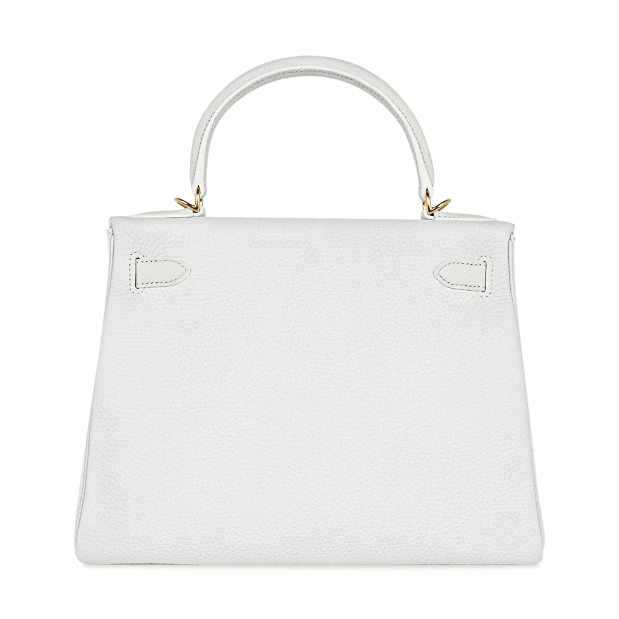 Kelly 28 Retourne Bag White Clemence Leather with Gold Hardware