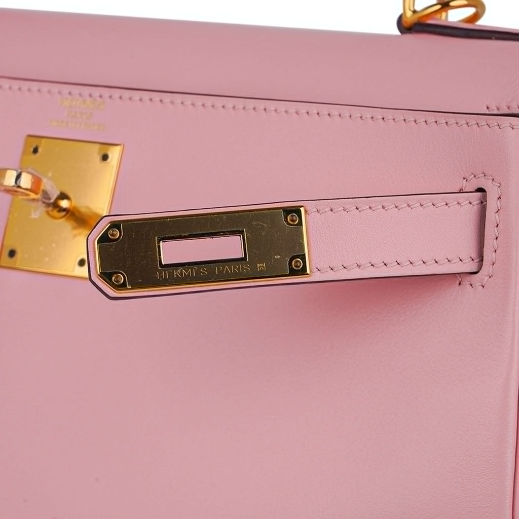 Kelly 28 Bag Rose Sakura Gold Hardware Swift Leather