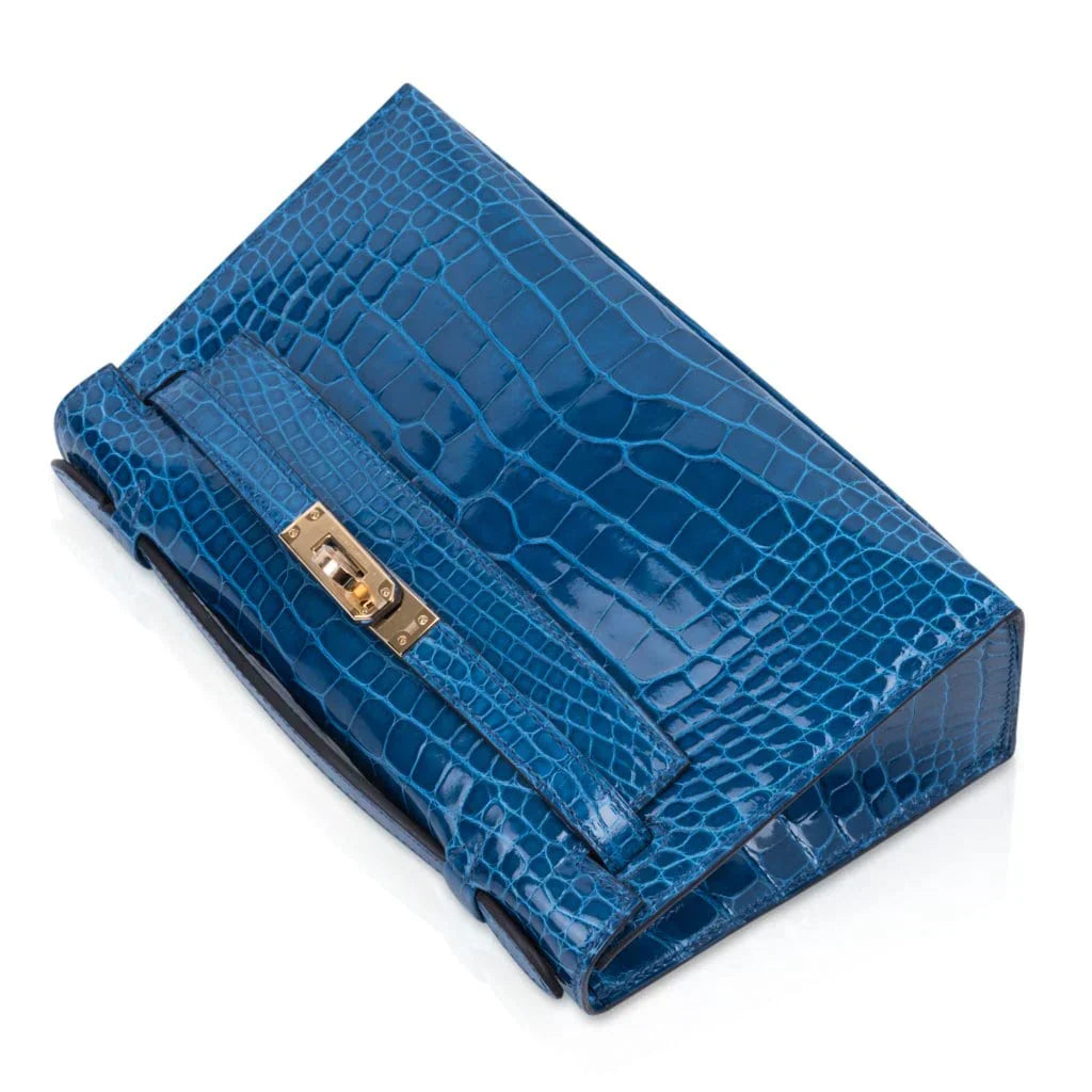 Kelly Pochette Mykonos Alligator Gold Hardware