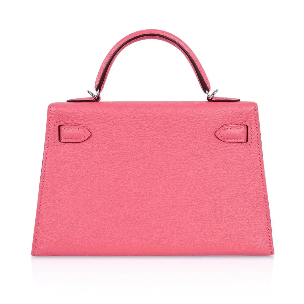 Kelly 20 Mini Sellier Bag Rose Lipstick Chevre Leather Palladium Hardware