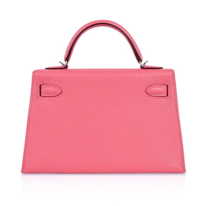Kelly 20 Mini Sellier Bag Rose Lipstick Chevre Leather Palladium Hardware