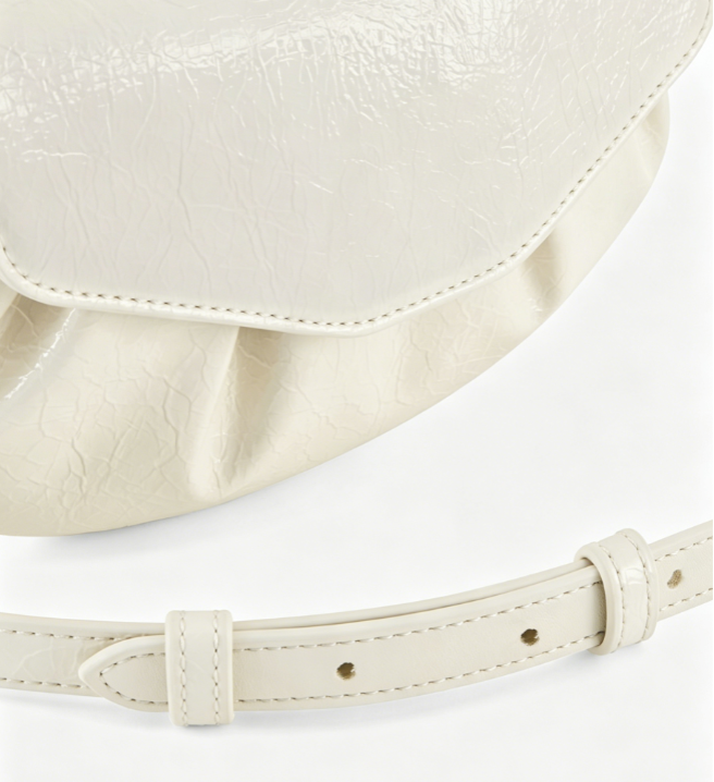 Elegant Ruched Crossbody Bag with Gold Chain Accents