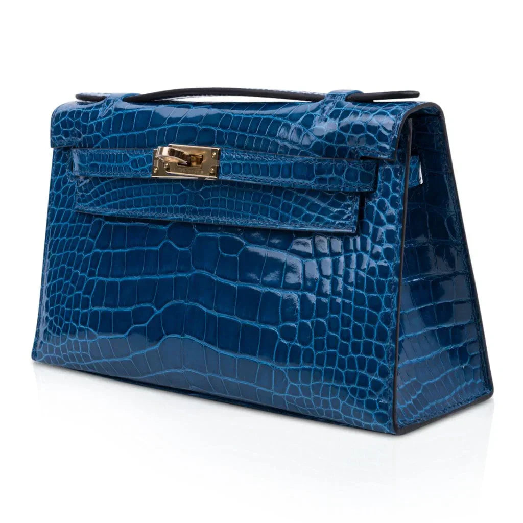 Kelly Pochette Mykonos Alligator Gold Hardware