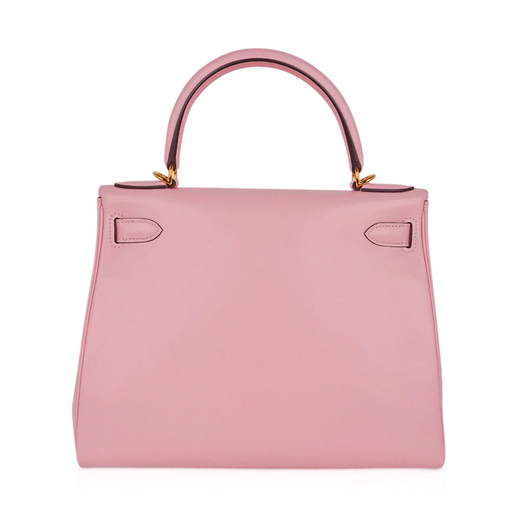 Kelly 28 Bag Rose Sakura Gold Hardware Swift Leather