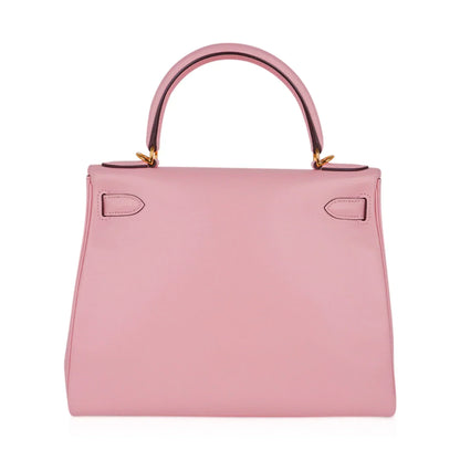 Kelly 28 Bag Rose Sakura Gold Hardware Swift Leather