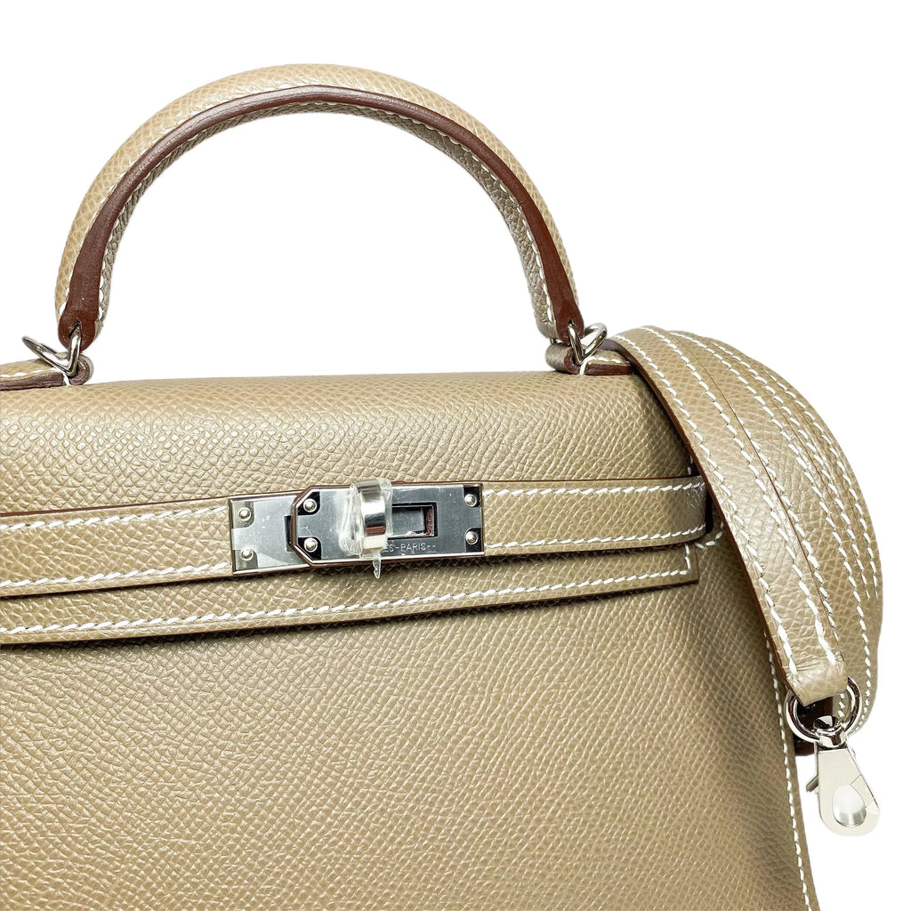 Kelly Sellier Craie and Trench Epsom Brushed Palladium Hardware